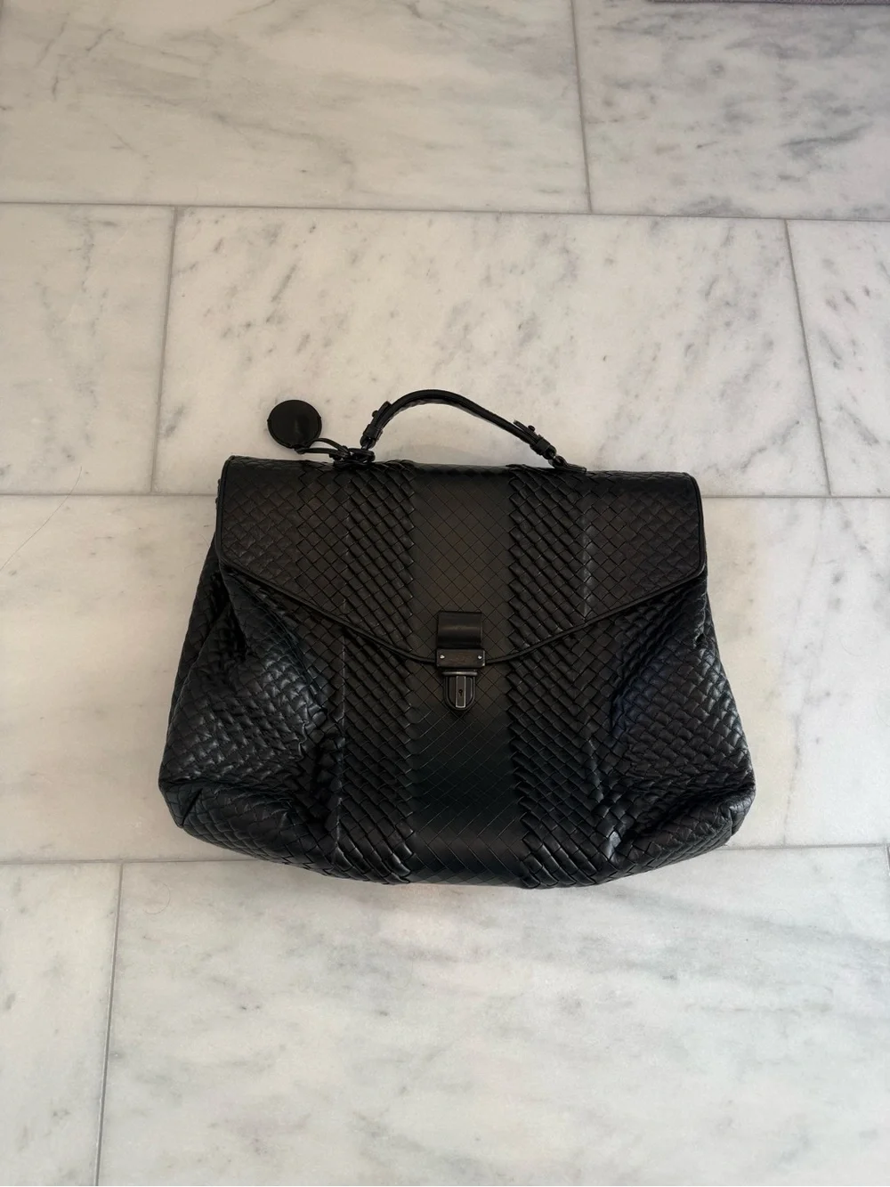 Bottega Veneta Intrecciato Briefcase Black Woven Leather Briefcase